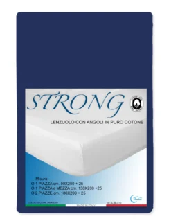 LENZUOLO con ANGOLI STRONG tinta unita BLU SCURO made in Italy