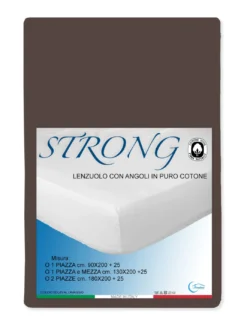 LENZUOLO con ANGOLI STRONG tinta unita MARRONE made in Italy