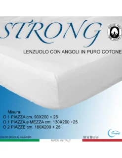 LENZUOLO con ANGOLI STRONG tinta unita BIANCO made in Italy
