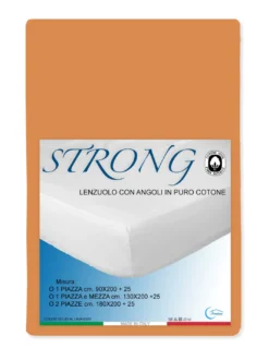 LENZUOLO con ANGOLI STRONG tinta unita ARANCIO made in Italy