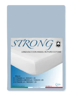 LENZUOLO con ANGOLI STRONG tinta unita AZZURRO made in Italy