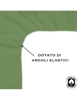 LENZUOLO con ANGOLI STRONG tinta unita VERDE PRATERIA made in Italy