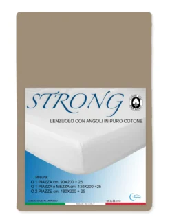 LENZUOLO con ANGOLI STRONG tinta unita NOCCIOLA made in Italy