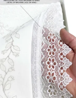 LENZUOLO Con PIZZO MACRAMÈ Panna MATRIMONIALE Made in Italy IDEA SPOSA