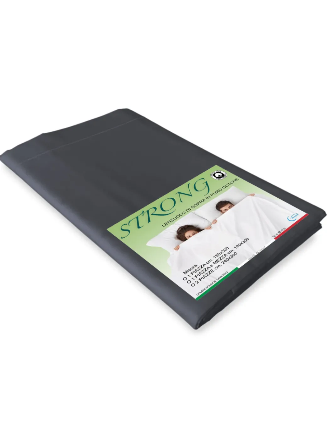 Lenzuolo di Sopra Cordonetto Strong Tinta Unita Grigio Piombo, 100% Cotone, Made in Italy