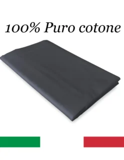 Lenzuolo di Sopra Cordonetto Strong Tinta Unita Grigio Piombo, 100% Cotone, Made in Italy