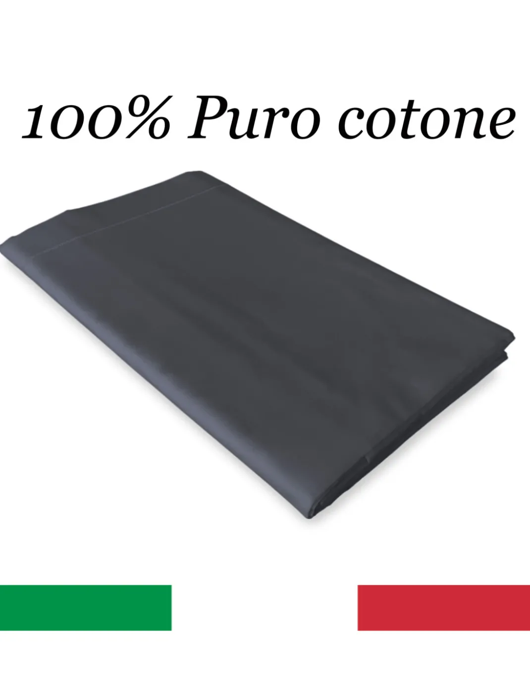 Lenzuolo di Sopra Cordonetto Strong Tinta Unita Grigio Piombo, 100% Cotone, Made in Italy