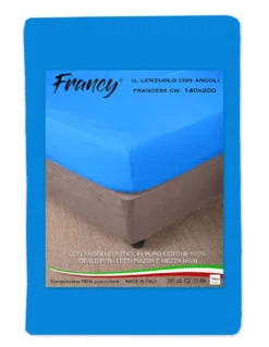 LENZUOLO FRANCY CON ANGOLI BLUETTE FRANCESE 1 PIAZZA E MEZZA GRANDE MAXI