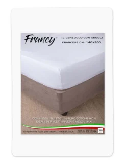 LENZUOLO FRANCY CON ANGOLI FRANCESE BIANCO 1 PIAZZA E MEZZA GRANDE MAXI