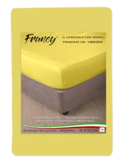 LENZUOLO FRANCY CON ANGOLI GIALLO FRANCESE 1 PIAZZA E MEZZA GRANDE MAXI