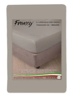 LENZUOLO FRANCY CON ANGOLI NOCCIOLA TORTORA FRANCESE 1 PIAZZA E MEZZA GRANDE MAXI