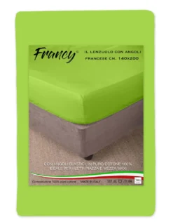 LENZUOLO FRANCY CON ANGOLI VERDE ACIDO FRANCESE 1 PIAZZA E MEZZA GRANDE MAXI