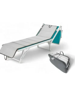 Materassino Pieghevole per Lettino Mare, Sdraio, Piscina, Double Face 52x200 e spessore 2cm, con maniglie, Grigio Scuro e Chiaro