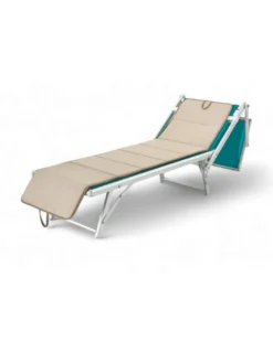 Materassino Pieghevole per Lettino Mare, Sdraio, Piscina, Double Face 52x200 e spessore 2 cm, con maniglie, colore Beige/Tortora