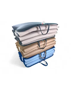 Materassino Pieghevole per Lettino Mare, Sdraio, Piscina, Double Face 52x200 e spessore 2 cm, con maniglie, colore Blu/Azzurro