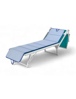 Materassino Pieghevole per Lettino Mare, Sdraio, Piscina, Double Face 52x200 e spessore 2 cm, con maniglie, colore Blu/Azzurro