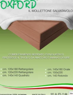 MOLLETTONE Salvatavolo OXFORD sottotovaglia PROTEGGI TAVOLO Bianco