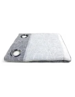 Nettuno Ricamata a Righe 140x300 cm Grigio con Lurex - Stile Moderno - Poliestere Semitrasparente con Anelli​