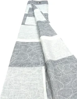 Nettuno Ricamata a Righe 140x300 cm Grigio con Lurex - Stile Moderno - Poliestere Semitrasparente con Anelli