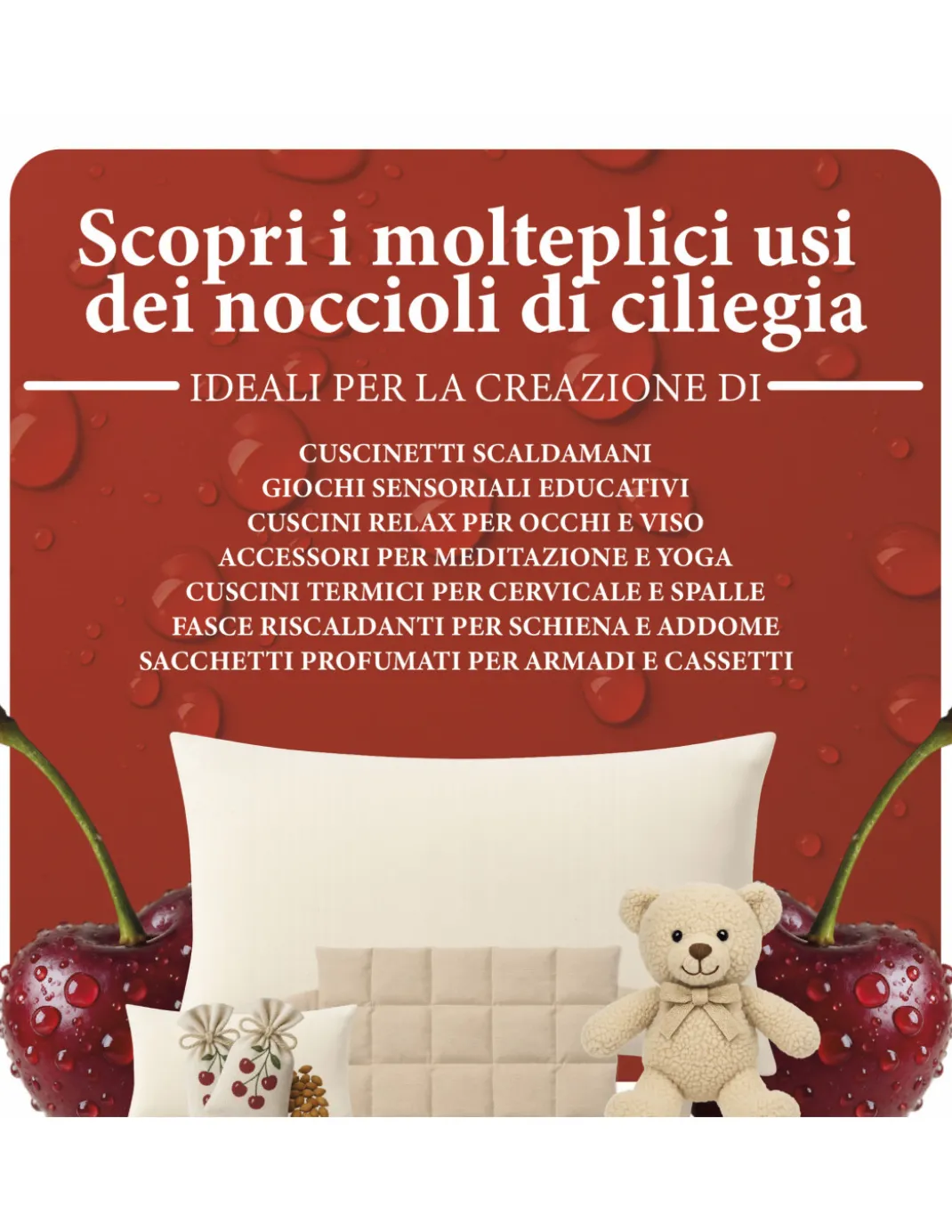Noccioli di Ciliegia Naturali Lavati e Sterilizzati - Ideali per Cuscini Termici, Relax e Artigianato Made in Italy