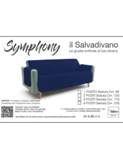NUOVO COPRIDIVANO BL SALVADIVANO SYMPHONY TRAPUNTATO BLU