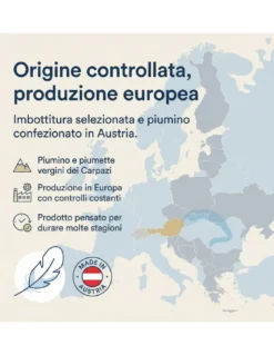 Piumino Danubio Invernale - 30% Piumino 70% Piumette Classe 1, Cassettoni, Batista 70, Made in Austria