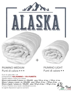 PIUMINO d'oca ALASKA 4 stagioni 90% PIUMINO OCA / 10% PIUMA OCA tutte le misure