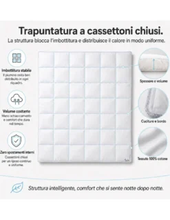 Piumino d’Oca Estivo Tex Tirol Stella Alpina Light 100 GSM, 100% Piumino Extra Fine, Cotone 100%, 2** Light
