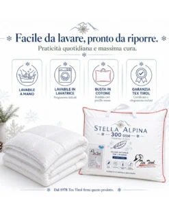 Piumino d’Oca Tex Tirol Stella Alpina Winter 300 GSM, 100% Piumino Extra Fine, Cotone 100%, 4**** Winter