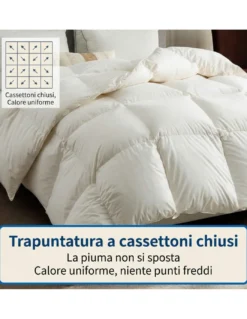 Piumino d’Oca Trentino, Piumone Invernale, 100% Piuma d’Oca Naturale, Imbottitura 360 g/mq, Certificato OEKO-TEX