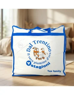 Piumino d’Oca Trentino 4 Stagioni, 2 Piumini Separabili, Soffice, Versatile, 50% Piumino e 50% Piuma d’Oca, Certificato OEKO-TEX