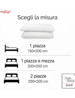 Piumino Estivo Ignifugo Classe 1IM, Microfibra Bianca, 100 g/m², Made in Italy, Linea Fuego