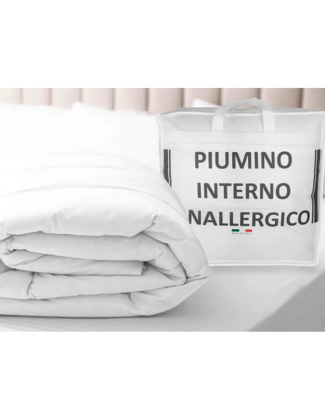 PIUMINO interno SINTETICO ANALLERGICO Bianco INVERNALE 300 gr./mq.