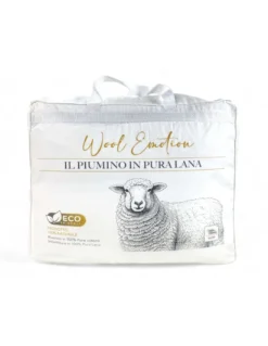 Piumino Invernale in pura Lana 100% Naturale, Wool Emotion, Rivestimento in Cotone Bianco Morbido, Profilo Argentato, 500gsm