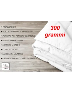 Piumino Letto Invernale Bianco 300 gr/mq - Microfibra Morbida e Poliestere Anallergico - Caldo e Traspirante