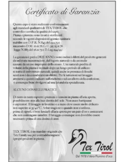 PIUMINO OCA TEX TIROL © DOLOMITI 50% PIUMINO OCA / 50% PIUMA OCA