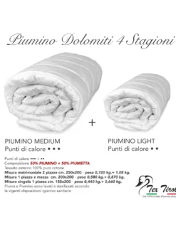 PIUMINO oca TEX TIROL © DOLOMITI 4 stagioni 50% PIUMINO OCA / 50% PIUMA OCA tutte le misure