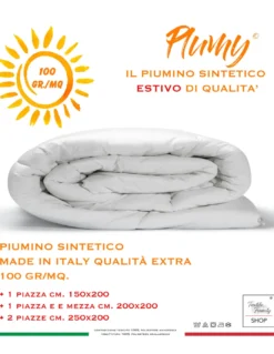 PIUMINO PLUMY sintetico LEGGERO Bianco ESTIVO 100 gr./mq.