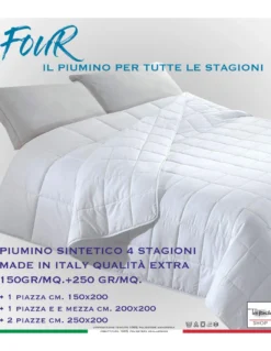 PIUMINO SINTETICO 4 STAGIONI FOUR MADE IN ITALY QUALITÀ EXTRA 150GR/MQ.+250 GR/MQ.