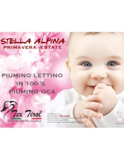 PIUMINO tex tirol © STELLA ALPINA da LETTINO estivo 100% PIUMINO OCA 100 gsm cm. 80 x 120 leggero
