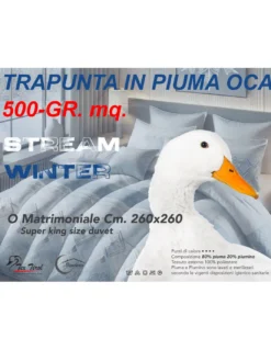 Piumone Matrimoniale Invernale Stream 500 gr - Piumino 80% Piuma 20% Piumino - Fantasia Floreale Verde