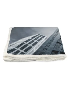 PLAID coperta IN PILE SHERPA fantasy HD AEREO grattacieli