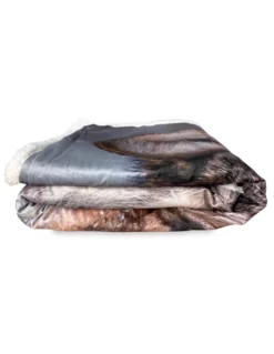 PLAID coperta IN PILE SHERPA fantasy HD LUPO