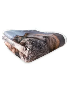 PLAID coperta IN PILE SHERPA fantasy HD LUPO