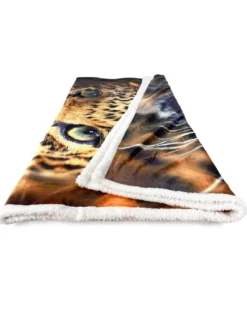 PLAID coperta IN PILE SHERPA fantasy HD LEOPARDO leopardato