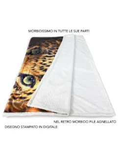 PLAID coperta IN PILE SHERPA fantasy HD LEOPARDO leopardato