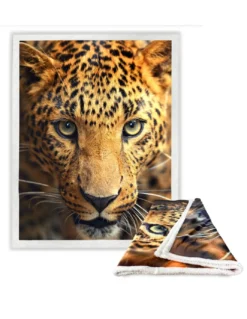 PLAID coperta IN PILE SHERPA fantasy HD LEOPARDO leopardato