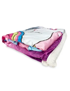PLAID coperta IN PILE SHERPA fantasy HD UNICORNO rosa per bambine e ragazze