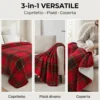 Plaid Coperta Scozzese Matrimoniale 210x230 Rosso con Sherpa, 100% Poliestere, Copriletto Divano