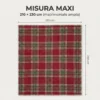 Plaid Coperta Scozzese Matrimoniale 210x230 - Doppio Lato Sherpa Agnello - Rosso Verde Morbido